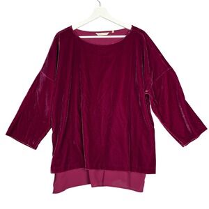 Soft Surroundings Velvet Pink Jewel Tone Layered Tunic Top Womens M
